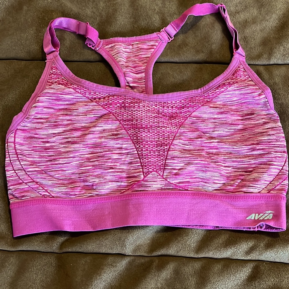 Avia Purple/pink heather sports bra. Size M.